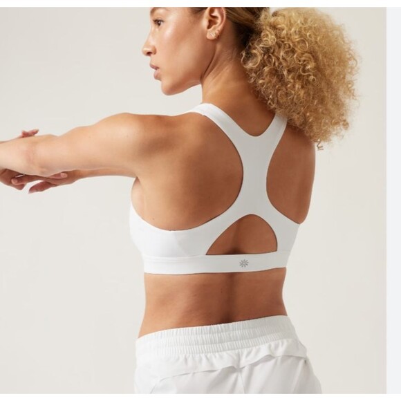Athleta Warrior Longline Sports Bra XS White Padded Racerback Athletic Gym - Picture 4 of 7